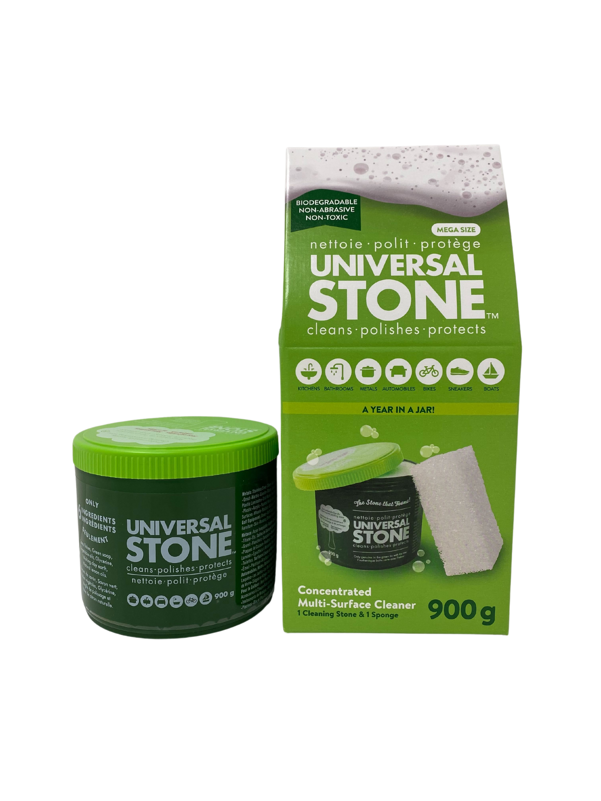 Universal Stone - The All-Purpose Stone That Foams, Cleans,  Polishes and Protects. Sponge Included. Eco Friendly and Biodegradable  (650g) : Health & Household
